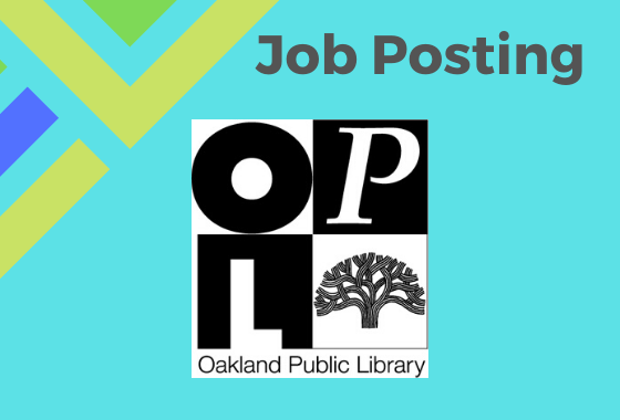 Oakland Public Library, black and white block logo with text "Job Posting"